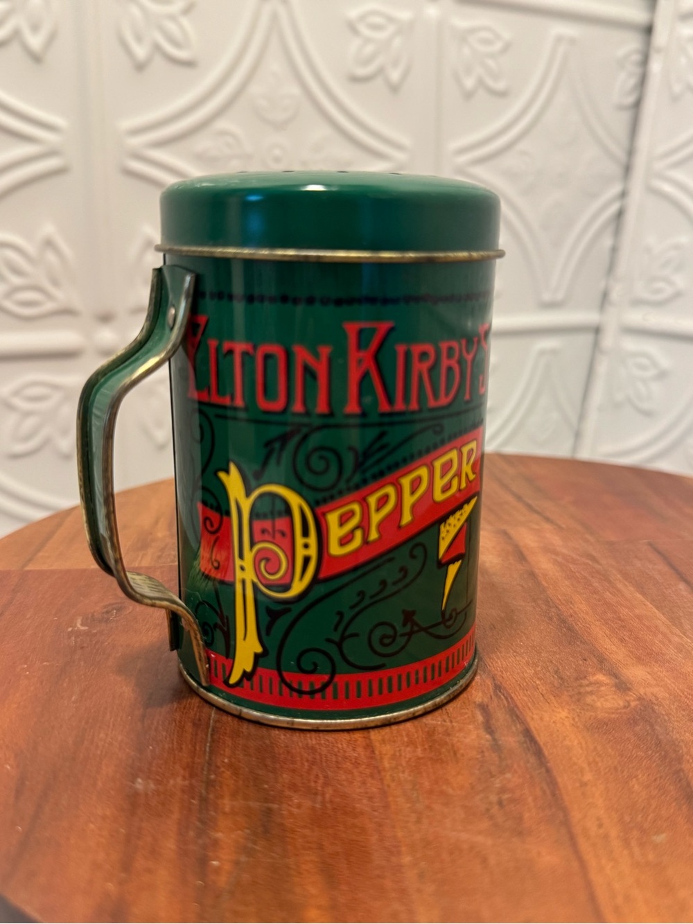 Vintage Green Pepper Tin Canister